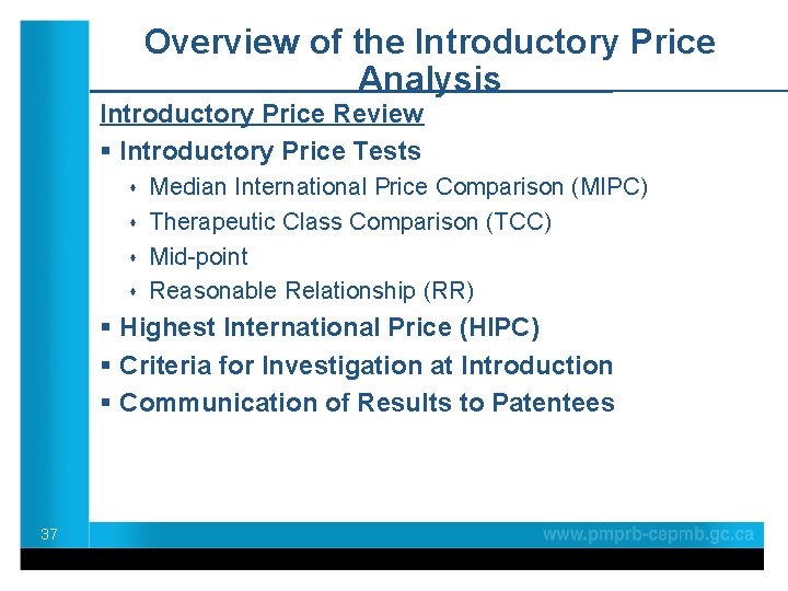 Overview of the Introductory Price Analysis Introductory Price Review § Introductory Price Tests s