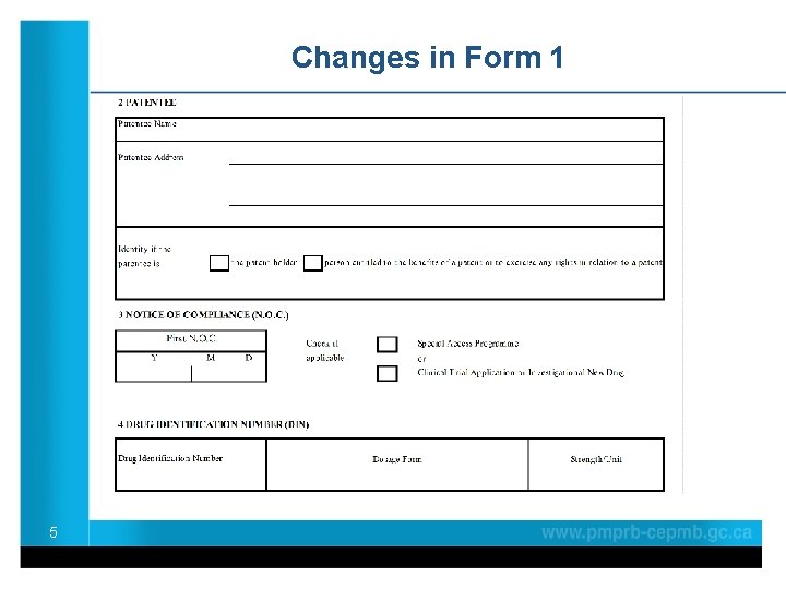 Changes in Form 1 5 