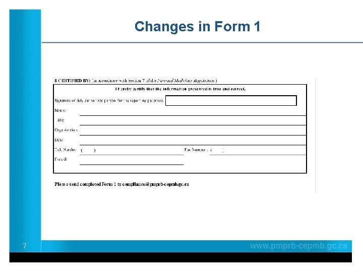 Changes in Form 1 7 