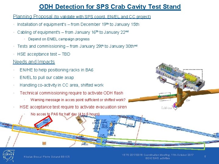 ODH Detection for SPS Crab Cavity Test Stand Planning Proposal (to validate with SPS