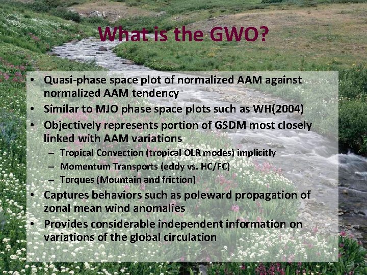 What is the GWO? • Quasi-phase space plot of normalized AAM against normalized AAM