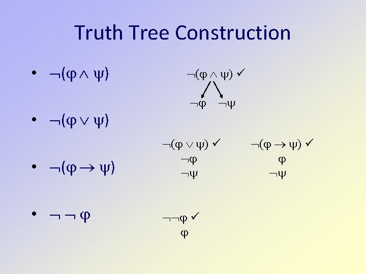 Truth Tree Construction • ( ) ( ) 