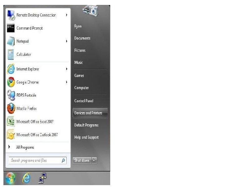 Now we will install the printer. Open the Devices and Printers menu found in