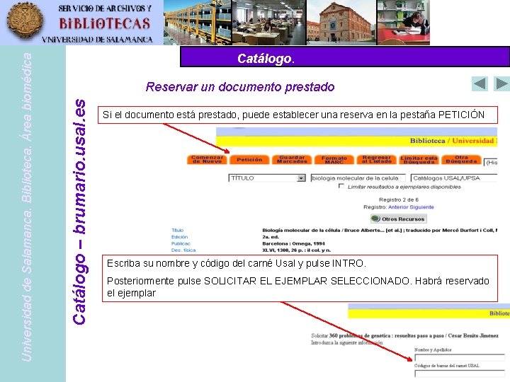 Reservar un documento prestado Pub. Med Catálogo – www. pubmed. gov – brumario. usal.