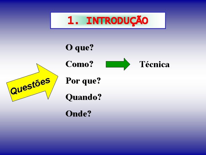 1. INTRODUÇÃO O que? Como? s e õ t s e u Q Por