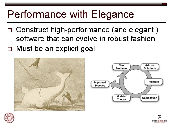 Performance with Elegance o o Construct high-performance (and elegant!) software that can evolve in