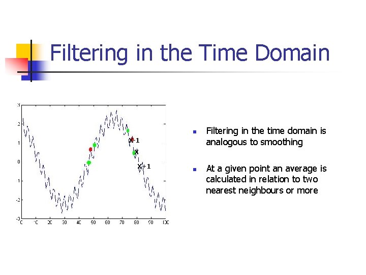 Filtering in the Time Domain n X-1 Filtering in the time domain is analogous