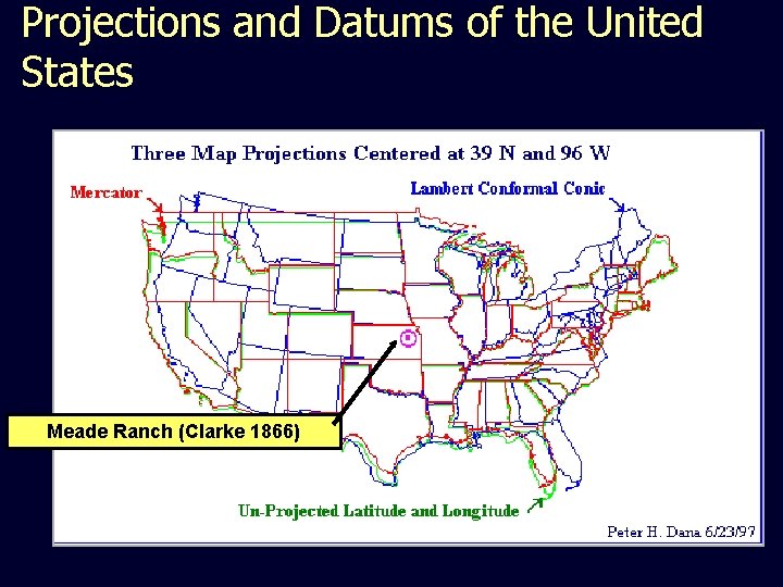 Projections and Datums of the United States Meade Ranch (Clarke 1866) 