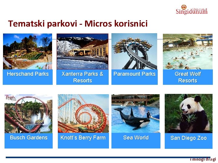 AUSTRIAN SERBIAN TOURISM PROGRAMMES Tematski parkovi - Micros korisnici Herschand Parks Xanterra Parks &