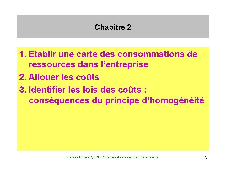 Chapitre 2 1. Etablir une carte des consommations de ressources dans l’entreprise 2. Allouer