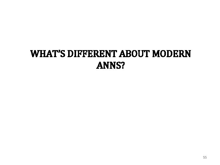 WHAT’S DIFFERENT ABOUT MODERN ANNS? 55 
