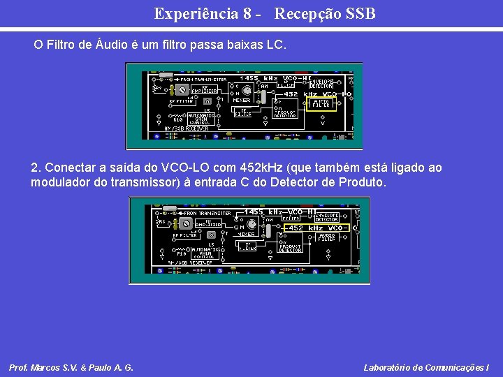 Experiência 8 - Recepção SSB O Filtro de Áudio é um filtro passa baixas