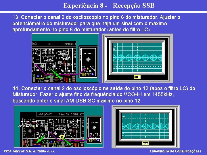 Experiência 8 - Recepção SSB 13. Conectar o canal 2 do osciloscópio no pino