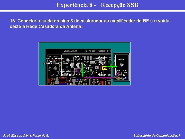 Experiência 8 - Recepção SSB 15. Conectar a saída do pino 6 do misturador