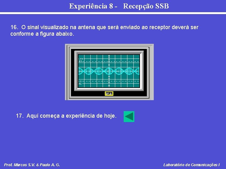 Experiência 8 - Recepção SSB 16. O sinal visualizado na antena que será enviado