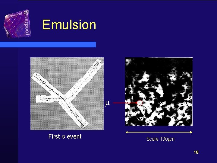 Emulsion m First s event Scale 100 mm 18 