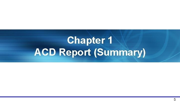 Chapter 1 ACD Report (Summary) 5 