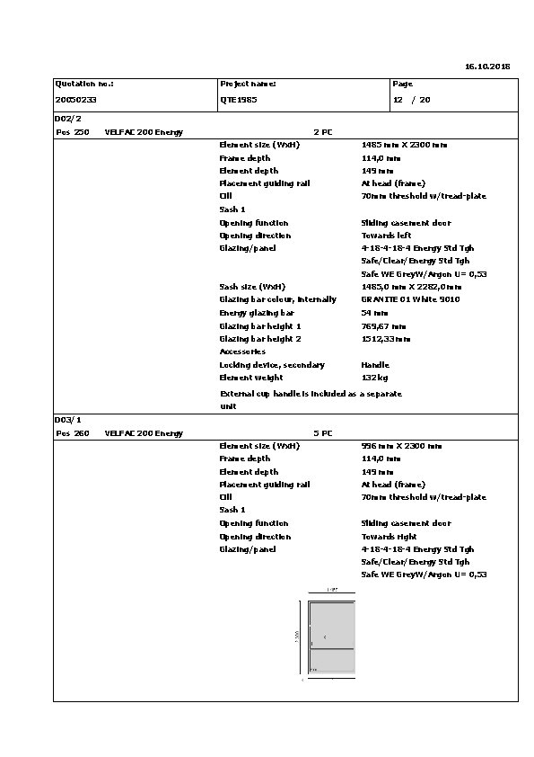 16. 10. 2018 Quotation no. : Project name: Page 20050233 QTE 1985 12 /