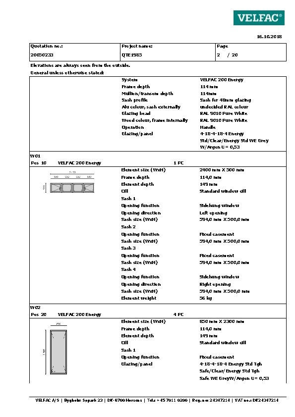 16. 10. 2018 Quotation no. : Project name: Page 20050233 QTE 1985 2 /