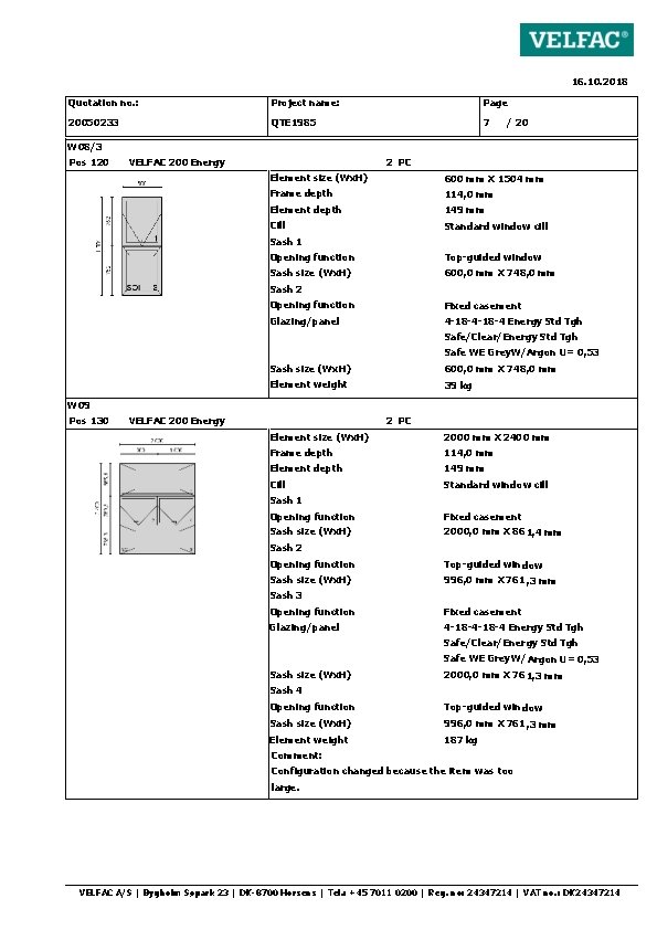 16. 10. 2018 Quotation no. : Project name: Page 20050233 QTE 1985 7 /