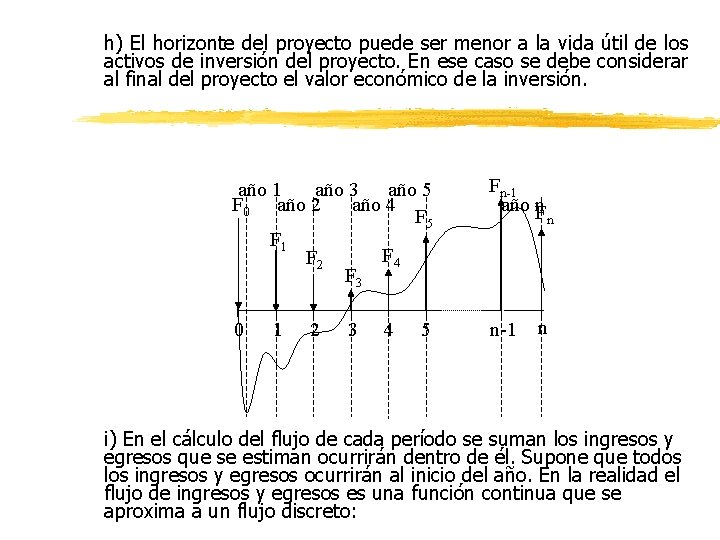 h) El horizonte del proyecto puede ser menor a la vida útil de los