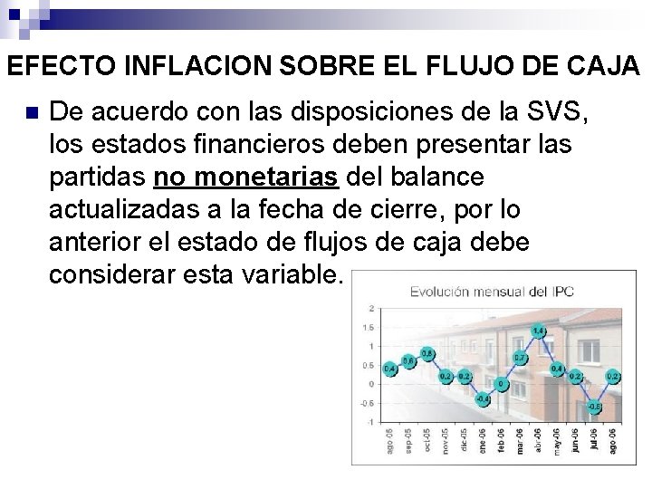 EFECTO INFLACION SOBRE EL FLUJO DE CAJA n De acuerdo con las disposiciones de