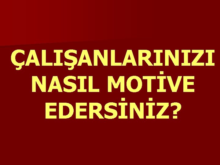 ÇALIŞANLARINIZI NASIL MOTİVE EDERSİNİZ? 