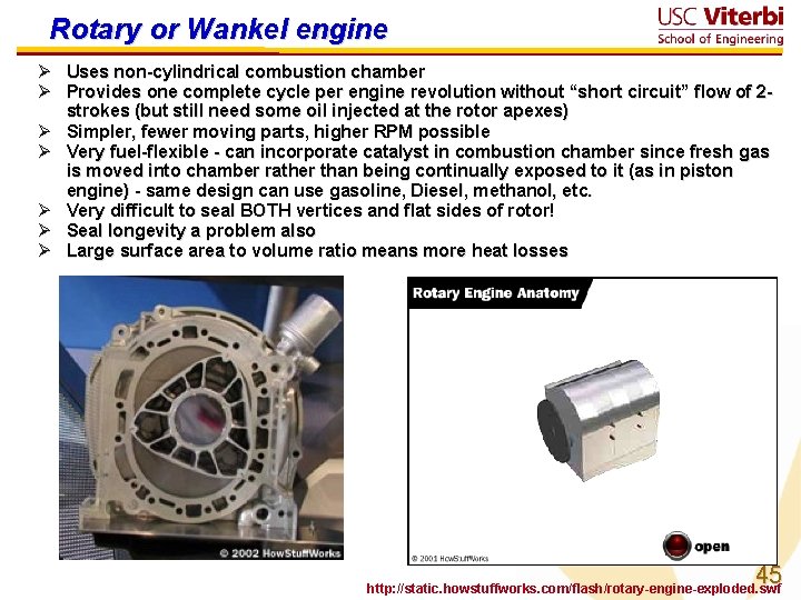 Rotary or Wankel engine Ø Uses non-cylindrical combustion chamber Ø Provides one complete cycle