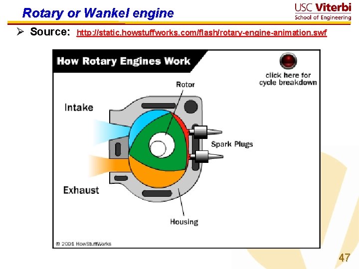 Rotary or Wankel engine Ø Source: http: //static. howstuffworks. com/flash/rotary-engine-animation. swf 47 