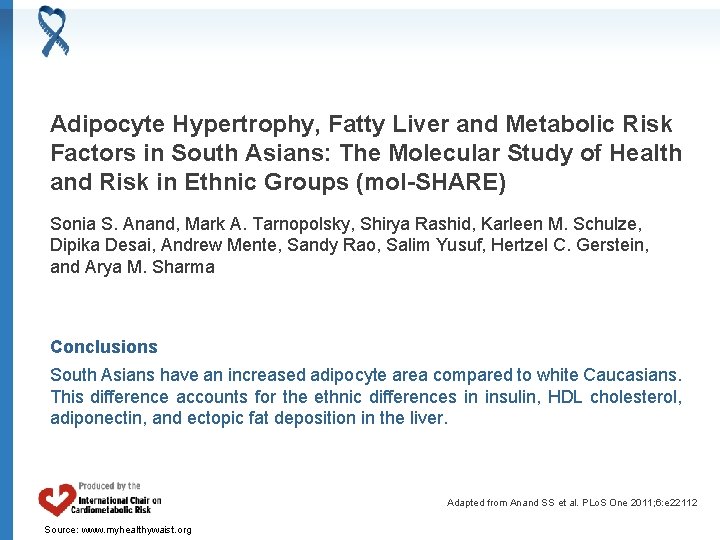 Adipocyte Hypertrophy, Fatty Liver and Metabolic Risk Factors in South Asians: The Molecular Study