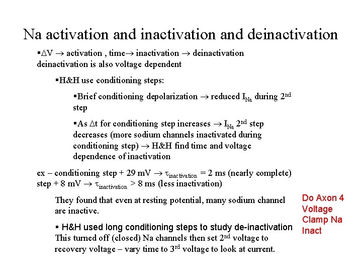 Na activation and inactivation and deinactivation §DV activation , time inactivation deinactivation is also