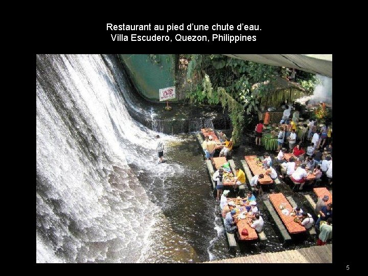 Restaurant au pied d’une chute d’eau. Villa Escudero, Quezon, Philippines 5 