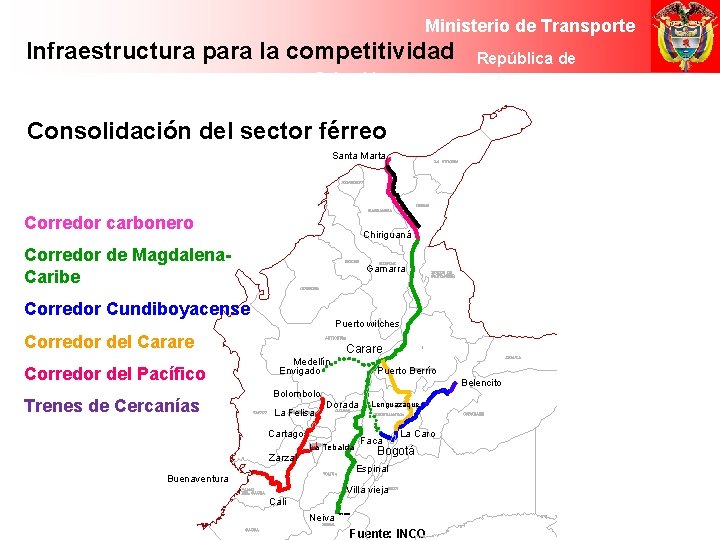 Ministerio de Transporte Infraestructura para la competitividad República de de Colombia Consolidación del sector