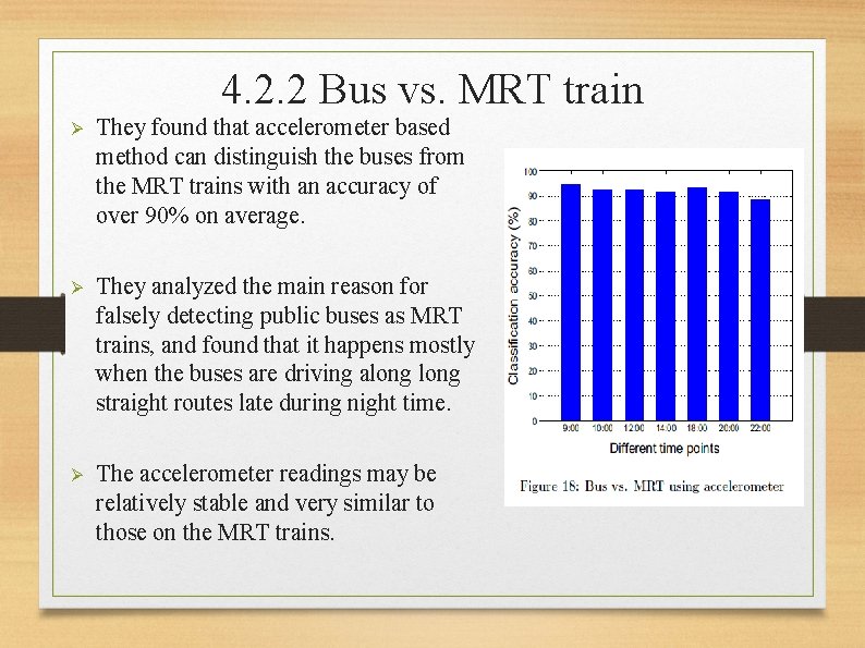 4. 2. 2 Bus vs. MRT train Ø They found that accelerometer based method