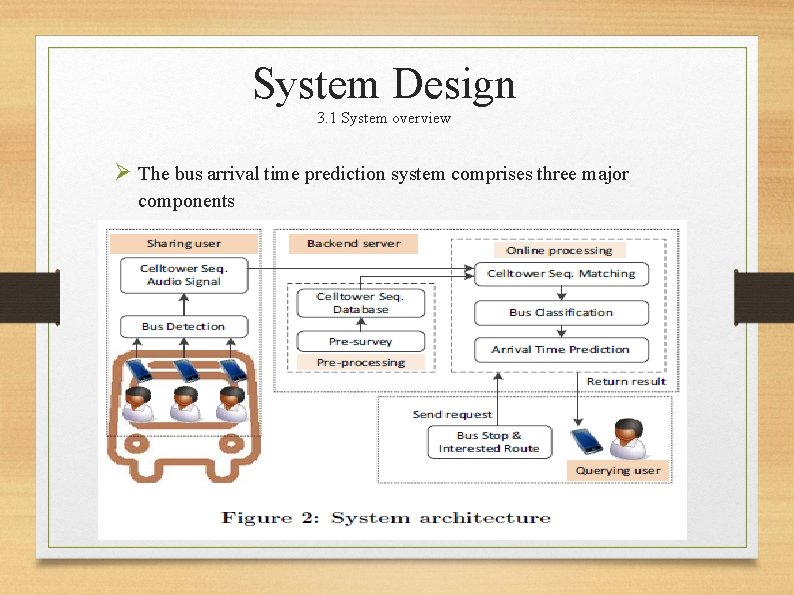 System Design 3. 1 System overview Ø The bus arrival time prediction system comprises