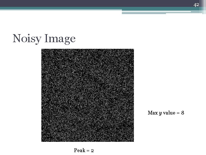42 Noisy Image Max y value = 8 Peak = 2 