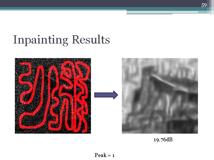 59 Inpainting Results 19. 76 d. B Peak = 1 