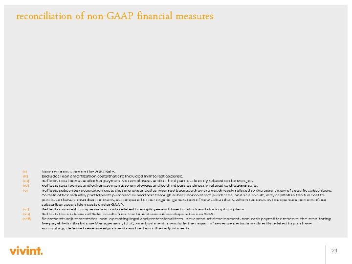 reconciliation of non-GAAP financial measures 21 