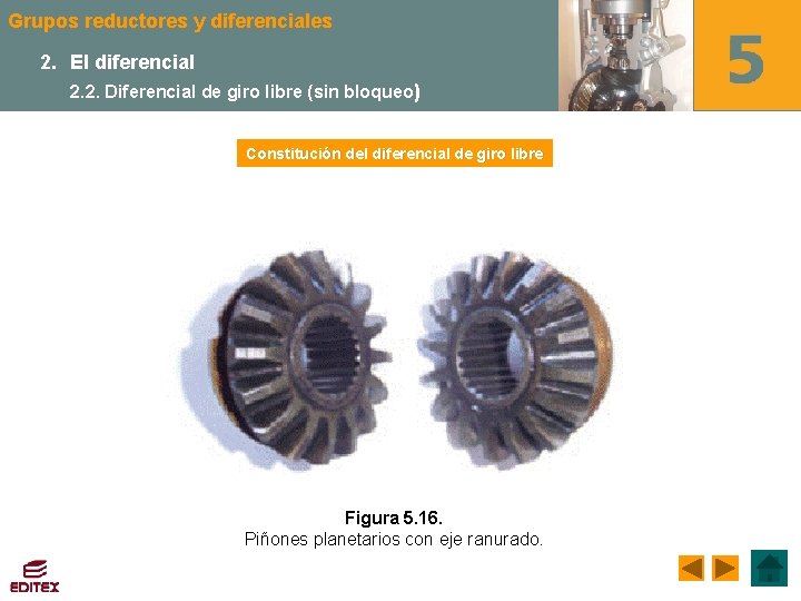 Grupos reductores y diferenciales 2. El diferencial 2. 2. Diferencial de giro libre (sin