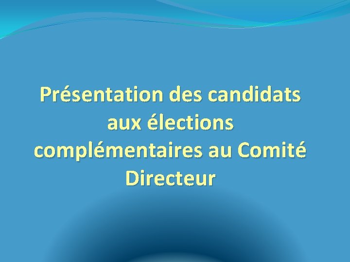 Présentation des candidats aux élections complémentaires au Comité Directeur 
