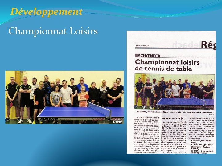 Développement Championnat Loisirs 