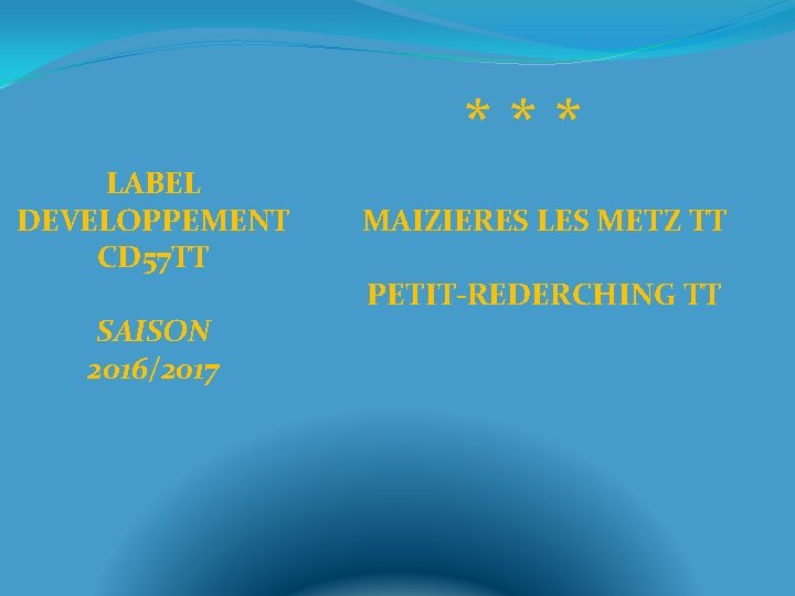 *** LABEL DEVELOPPEMENT CD 57 TT SAISON 2016/2017 MAIZIERES LES METZ TT PETIT-REDERCHING TT