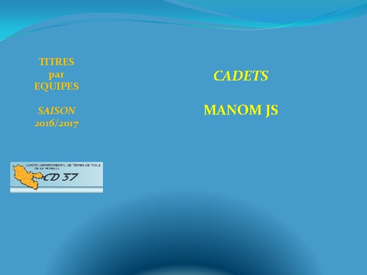 TITRES par EQUIPES SAISON 2016/2017 CADETS MANOM JS 