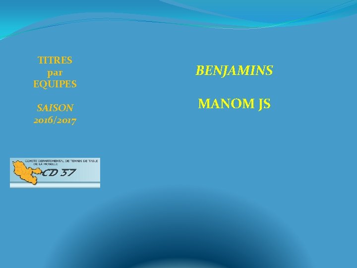 TITRES par EQUIPES SAISON 2016/2017 BENJAMINS MANOM JS 