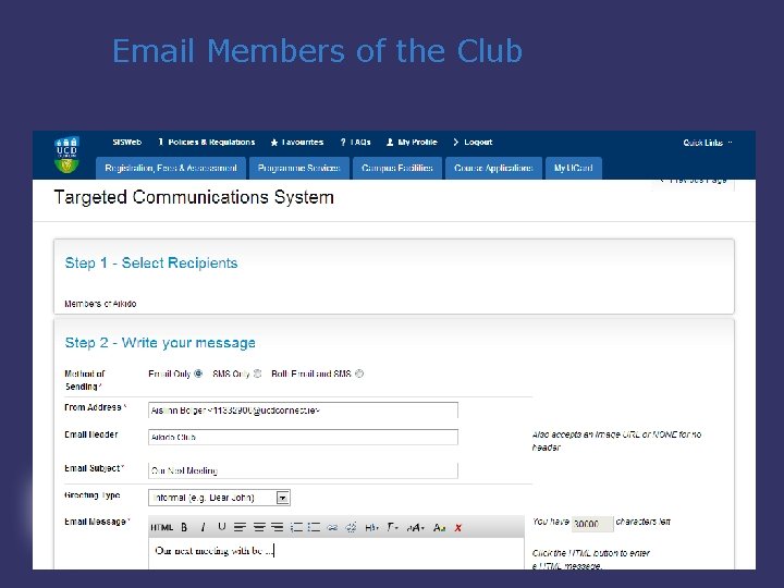 Email Members of the Club 29 