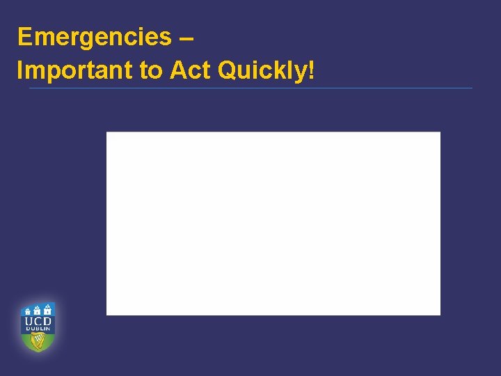 Emergencies – Important to Act Quickly! 