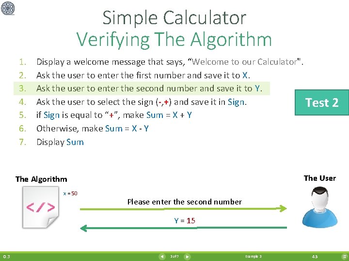 Simple Calculator Verifying The Algorithm 1. 2. 3. 4. 5. 6. 7. Display a