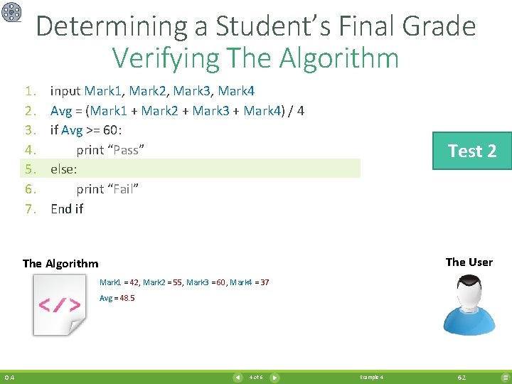 Determining a Student’s Final Grade Verifying The Algorithm 1. 2. 3. 4. 5. 6.