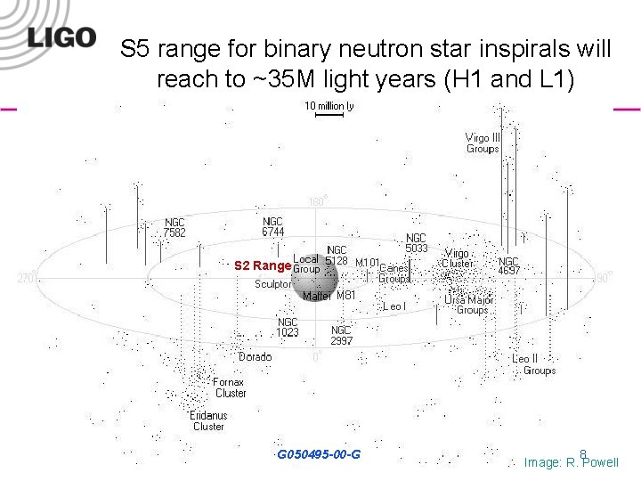 S 5 range for binary neutron star inspirals will reach to ~35 M light