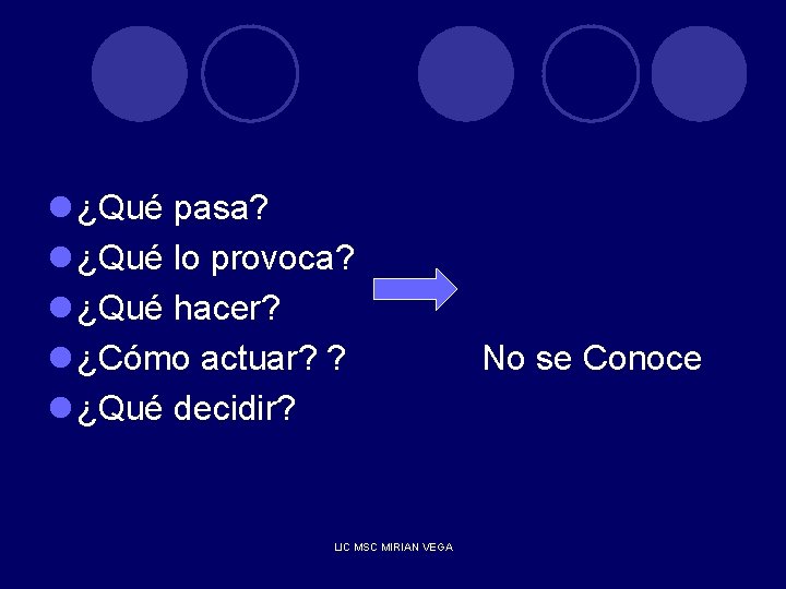 l ¿Qué pasa? l ¿Qué lo provoca? l ¿Qué hacer? l ¿Cómo actuar? ?